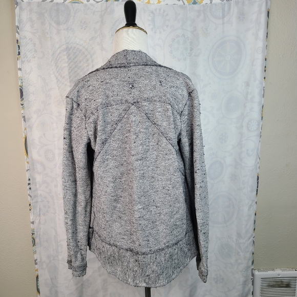 Kuhl Nova Wrap Cardigan Sweater Small grey viscose/wool blend open front pockets - Picture 3 of 15